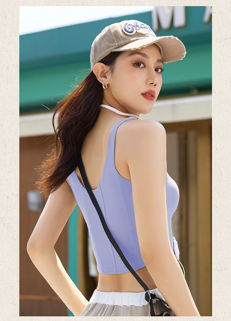 Women U - Neck Yoga Crop Top | Padded Sports Bra | Daily & Gym Wear - Women's Activewear by Ceecile